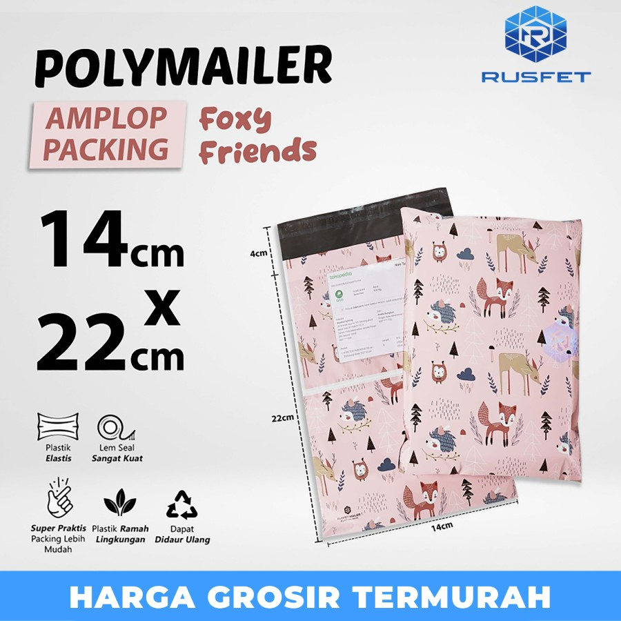 

Amplop Plastik Packing Polymailer 14x22cm FOX Polimailer Rufset Satuan