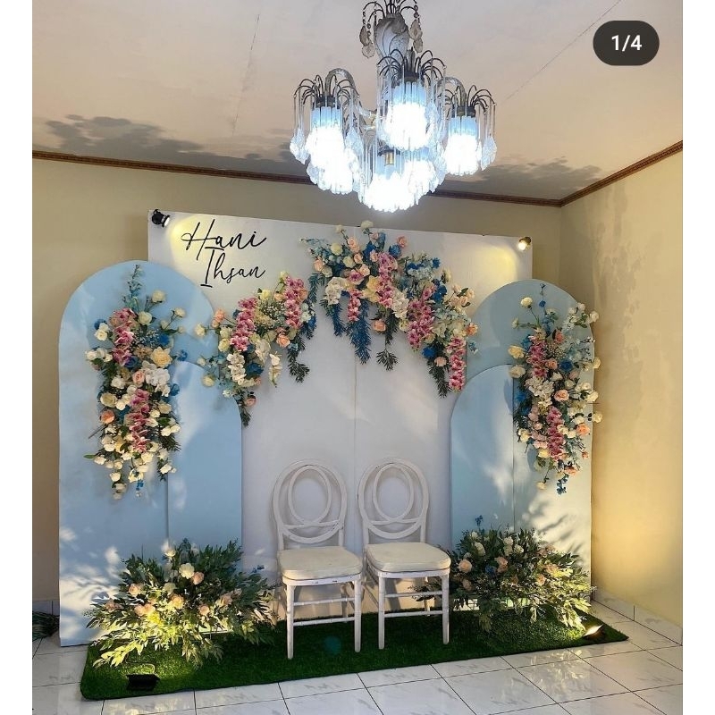 Sewa Backdrop Pelaminan Minimalis Aesthetic - Pelaminan Nikah Simple Modern 3 Meter