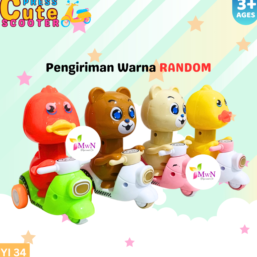 MWN Mainan Anak Press and Go Cute Scooter / Sekuter YI 34