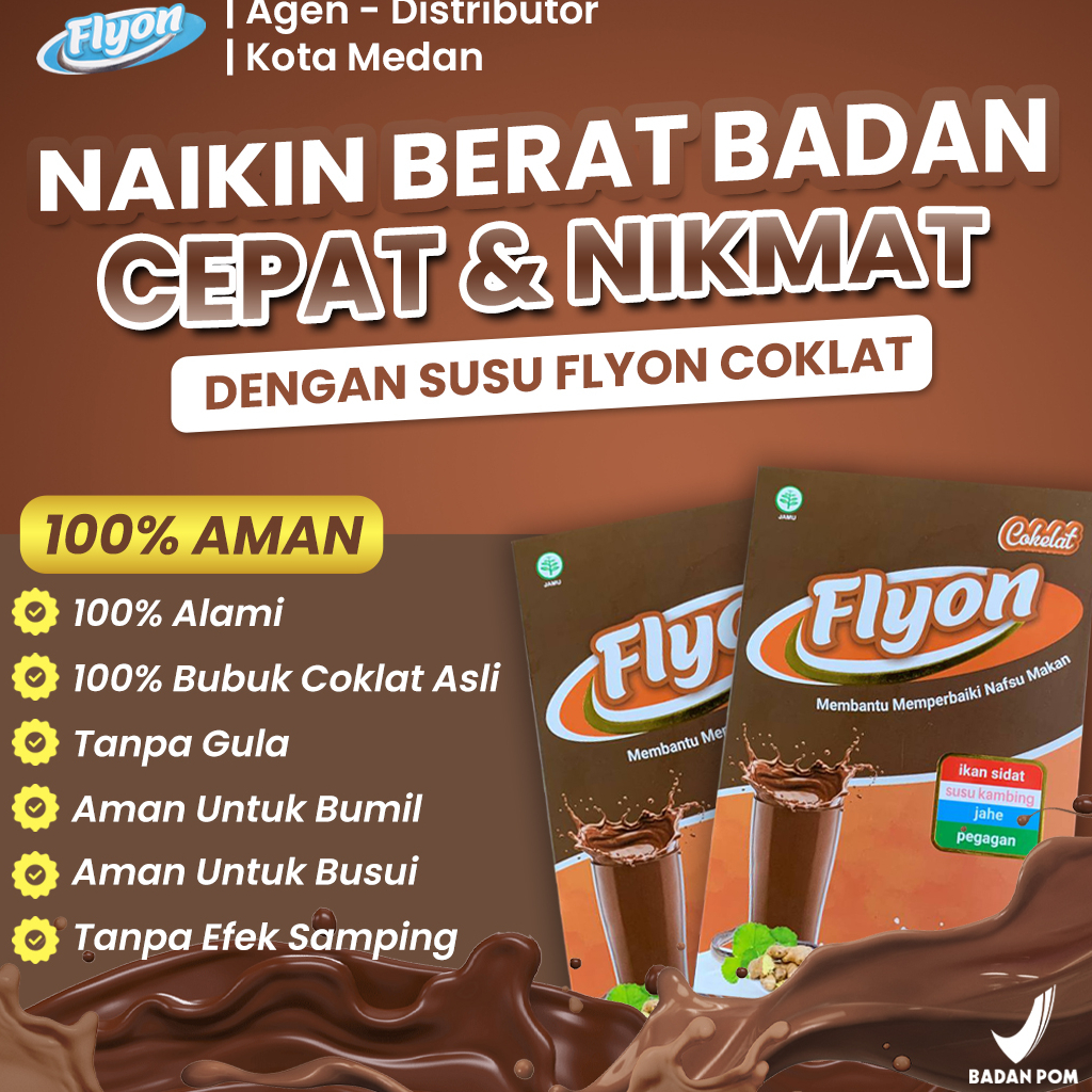 

Flyon Susu Penambah berat badan Penggemuk badan cokelat original 100% asli -