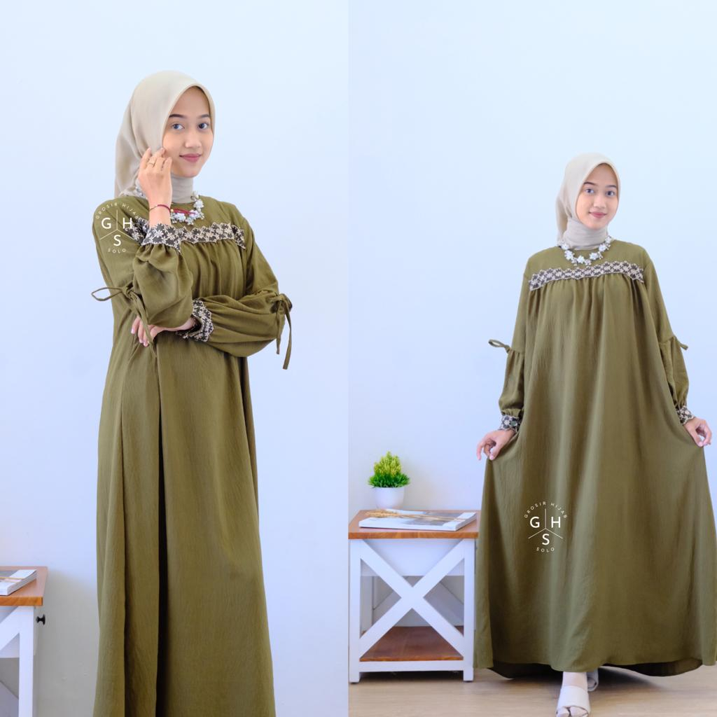 IRENA GAMIS OVERSIZE MAXI RENDA TALI DAILY BUSUI DRESS WANITA CRINCLE AIRFLOW PREMIUM (DBY)