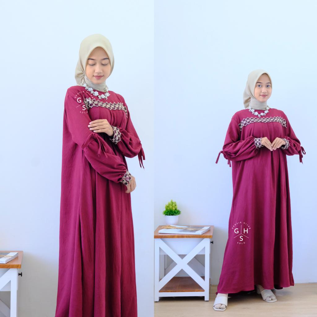 IRENA GAMIS OVERSIZE MAXI RENDA TALI DAILY BUSUI DRESS WANITA CRINCLE AIRFLOW PREMIUM (DBY)