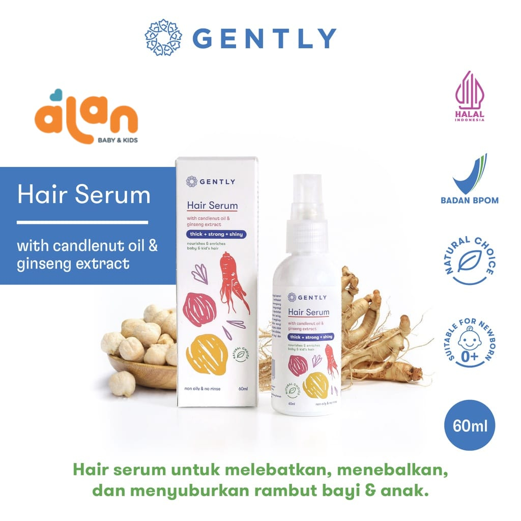 Gently Hair Serum 60ml - Serum Penumbuh &amp; Penyubur Rambut Bayi dan Anak