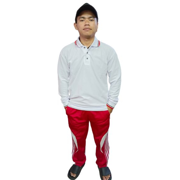 (COD) Stelan Olahraga Merah Putih Lengan Panjang // Trening Merah & Baju Putih // Stelan Olahraga Pr