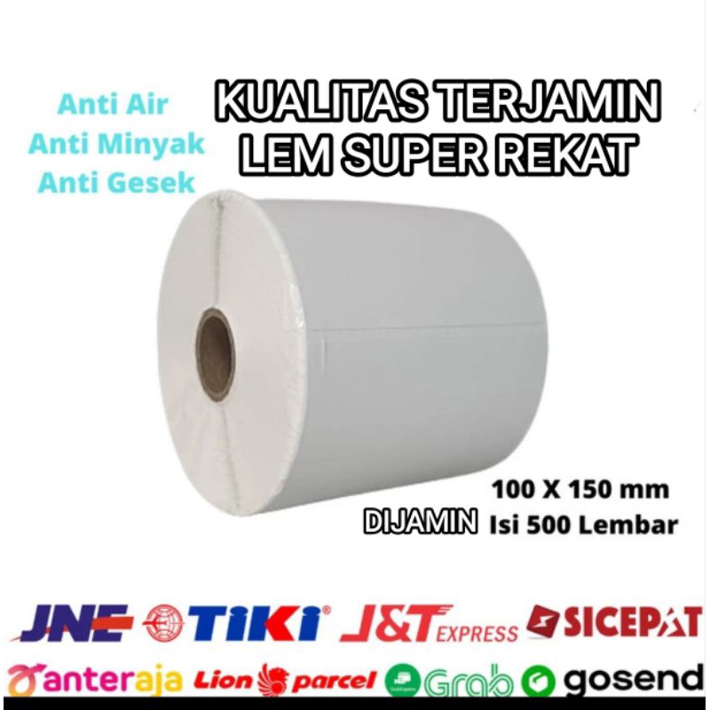 KERTAS STRUCK Printer THERMAL LABEL Sticker 100X150 ISI 500PCS