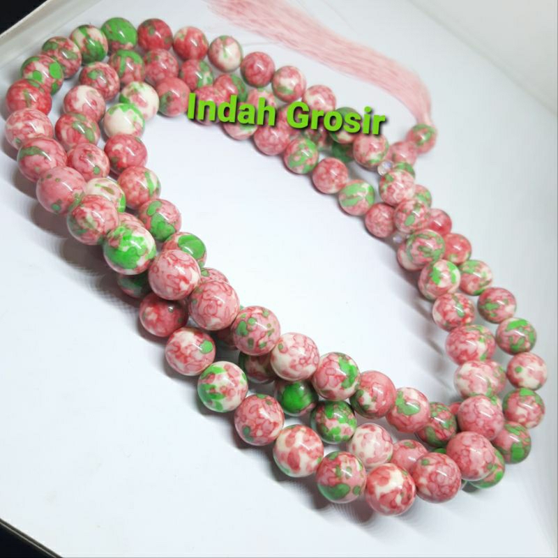 Tasbih batu pirus pink jumbo 12mm 99butir