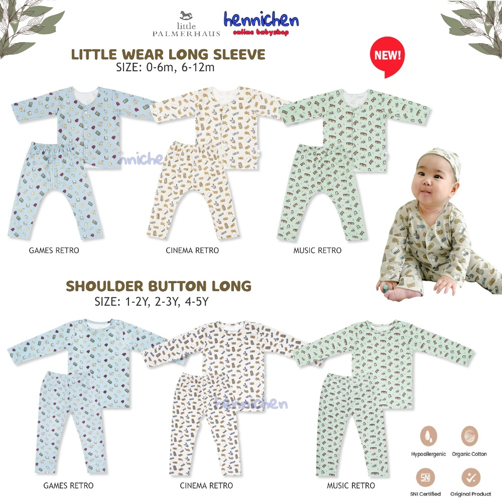 PROMO 11.11 PROMO BAJU LEBARAN LITTLE PALMERHAUS SETELAN PIYAMA PANJANG LITTLE WEAR GAMES RETRO / CINEMA RETRO / MUSIC RETRO LONG SLEEVE BAJU ANAK BAYI 0-12