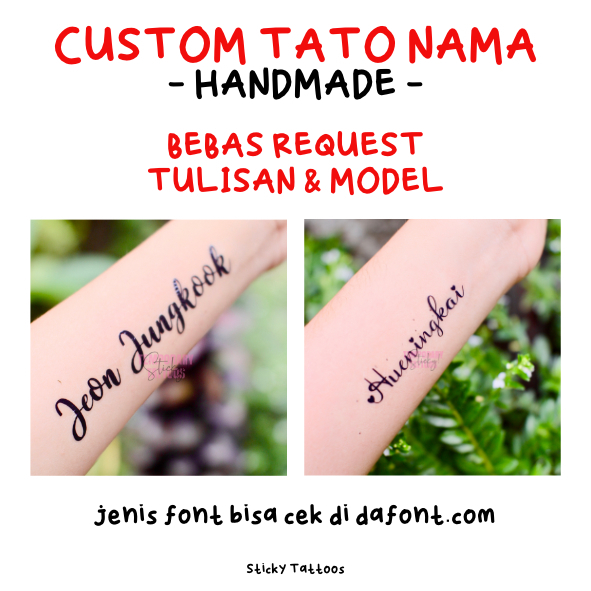[CT NAMA BEBAS] TULISAN HURUF STICKY TATTOO TEMPORARY TATO TEMPORER TULISAN COUPLE QUOTES