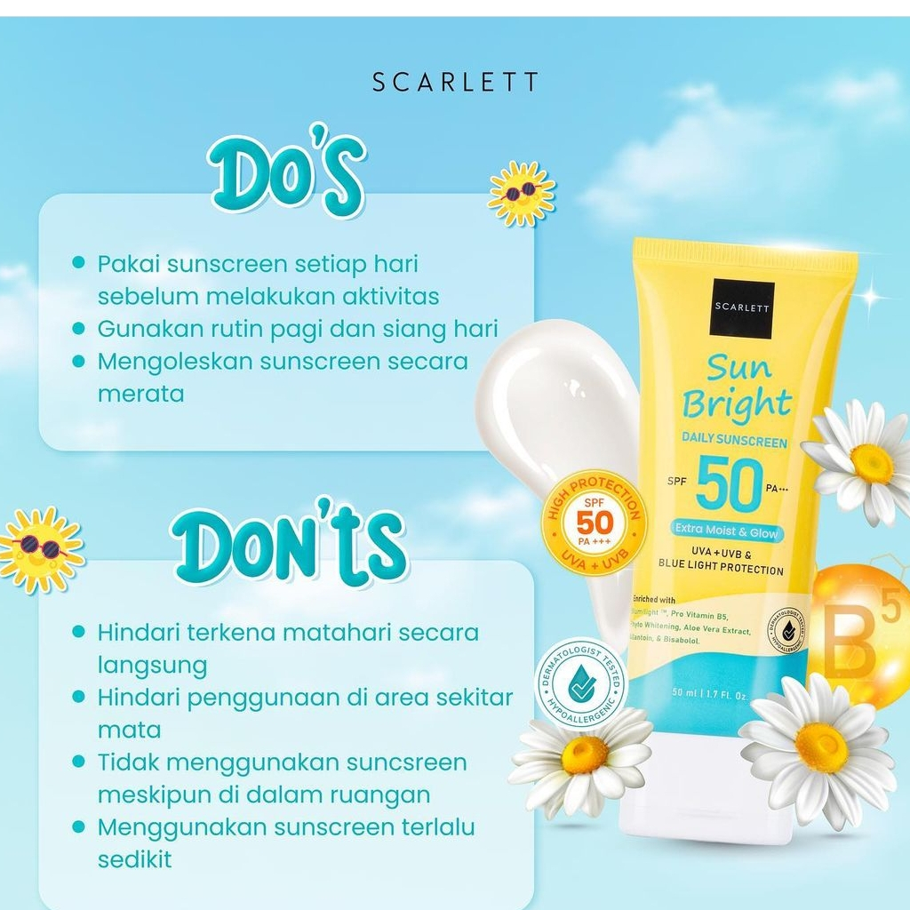 SCARLETT WHITENING SUNSCREEN - SUN BRIGHT DAILY SPF50 PA++ SUNSCREEN