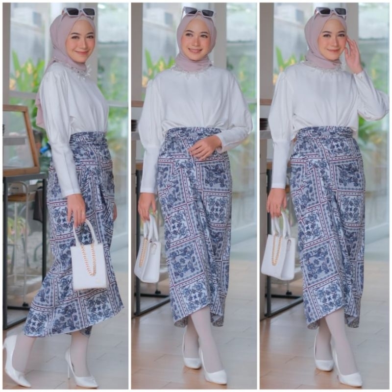 ⚡️CLEARANCE SALE ♡ PREMIUM ♡ ORIGINAL ! SALSABILLA 2 IN 1 ETHNIC BATIK SHABBY SET GAMIS PUFFY BLOUSE WITH WRAP TIED SKIRT / SETELAN ATASAN &amp; ROK LILIT