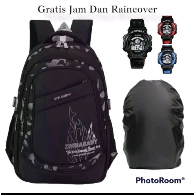 Tas Sekolah Anak Zhimababy Gratis Jas Hujan Ransel Sekolah Anak SD SMP