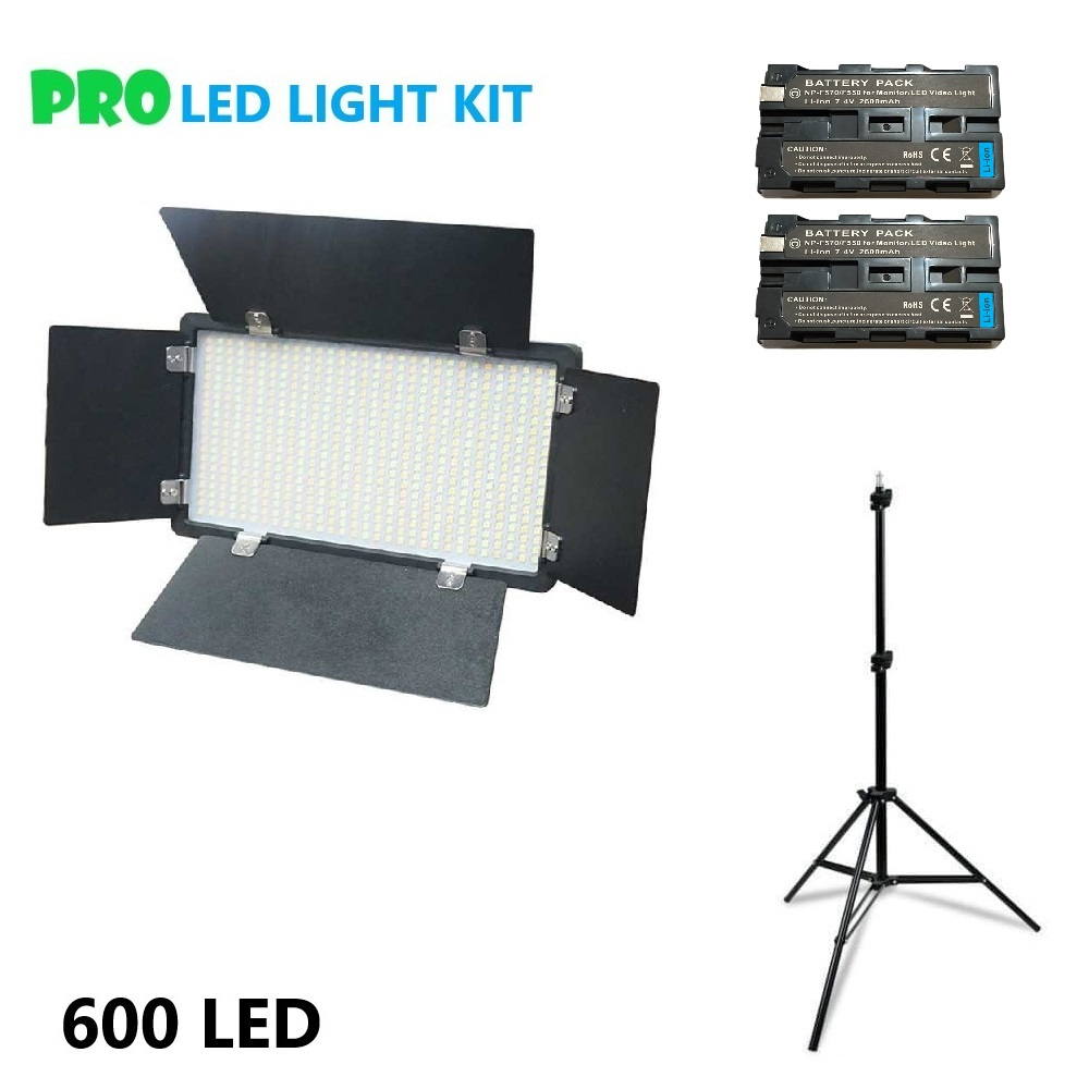 [Paket] Baterai Lampu Tripod Kamera Foto Video Fill Light KIT 40W PRO LED 600 Grosir