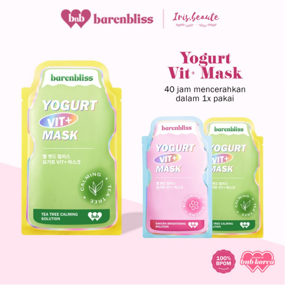 BNB barenbliss Yogurt Vit+ Mask / Calming Sheet Mask Korea / Masker Wajah