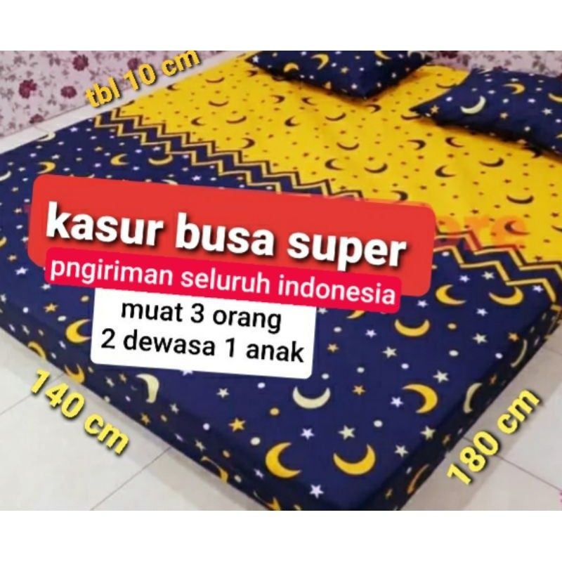 kasur busa d26 BERKUALITAS super awet ukuran P180 L140 T10 cm muat 3 orang ready motif bagus dan kain sarung adem