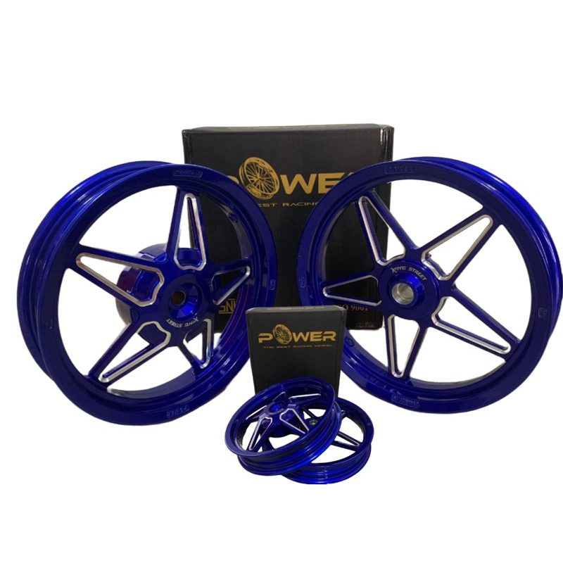 Velg Power King Street X1R Vario 125 / 150 Aluminium CNC Model Bintang blue uk 215/250