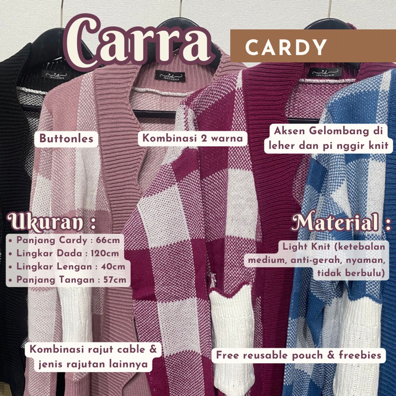 Carra Cardy •  Knit Rajut Korean Gelombang Lucu Unik Estetik Tebal Kekinian Rajut bandung Terbaru