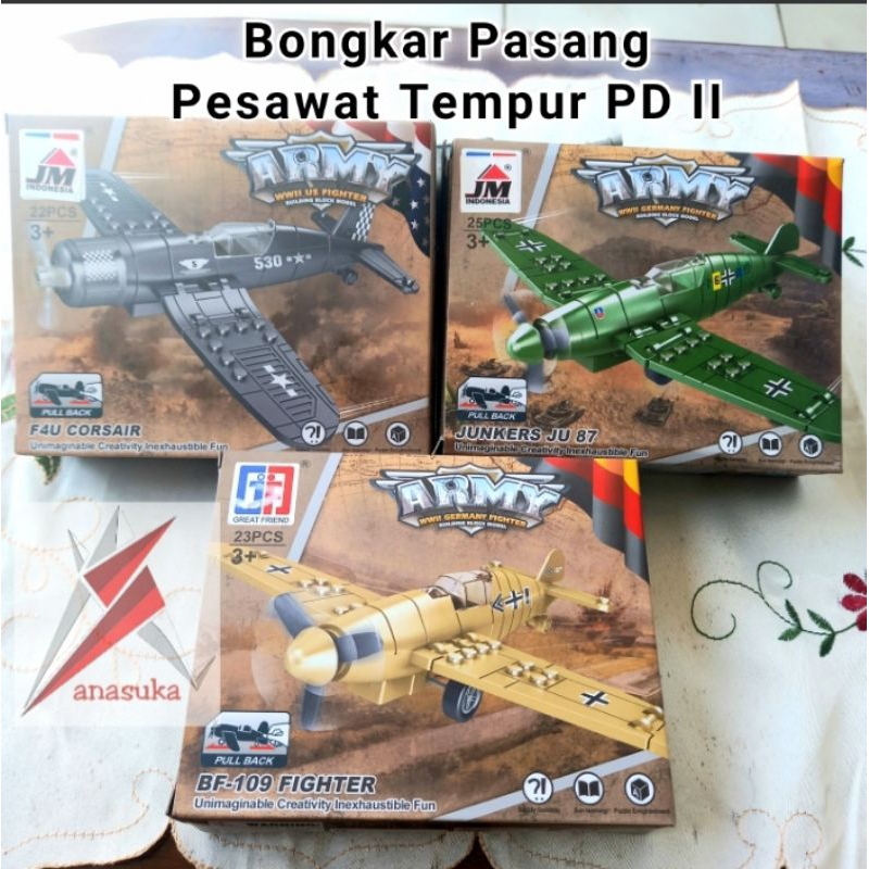 Pesawat Stuka Corsair Messerschmitt Bongkar Pasang Balok Bricks Lego