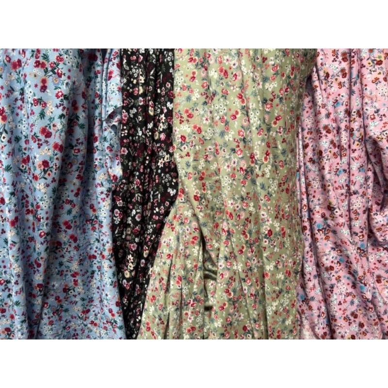 Bahan rayon viscose premium motif bunga kecil