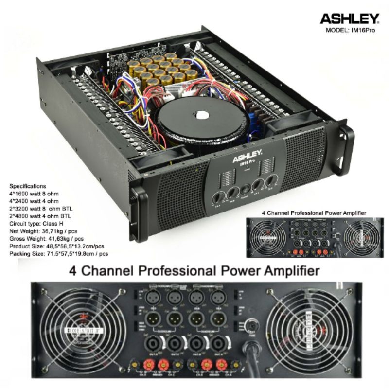 Power Amplifier Ashley IM16 Pro Original Power Ashley 4 Channel