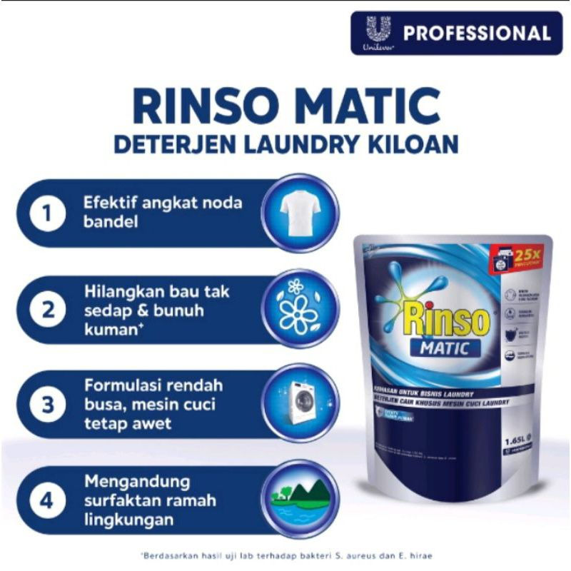 RINSO Matic Professional Deterjen Laundry Kiloan Cair 1.65 L