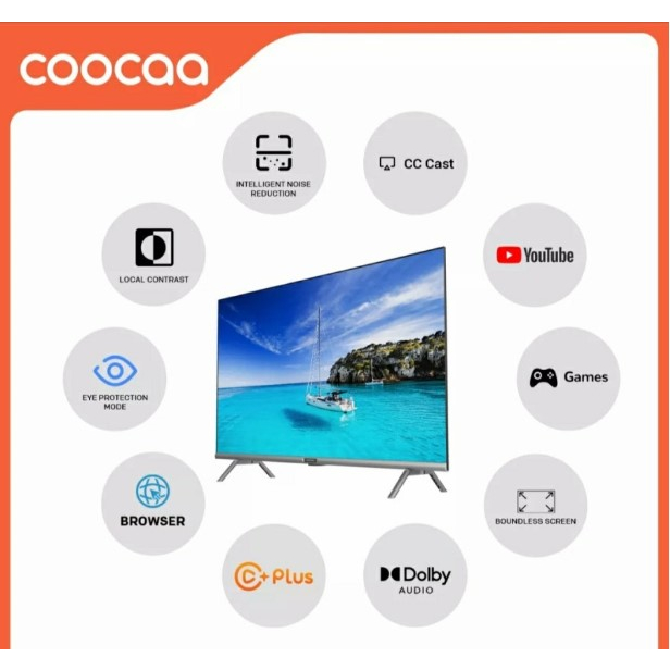 COOCAA LED Smart TV 40&quot; HD Youtube 40S3U Frameless Digital TV DVBT2
