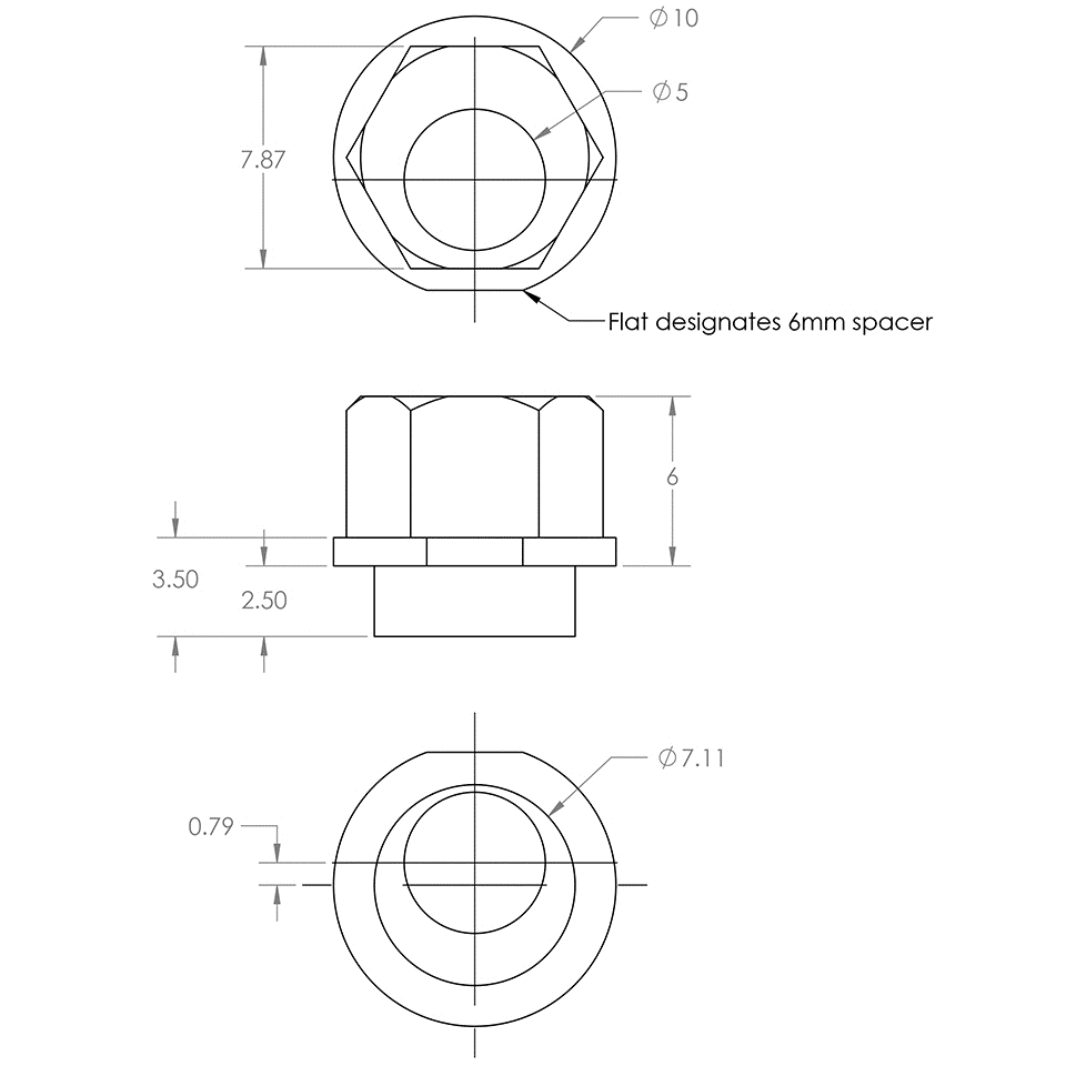 [HAEBOT] Openbuilds Eccentric Spacer 6mm M5 8x6mm 8HEX x 8.5 V Slot