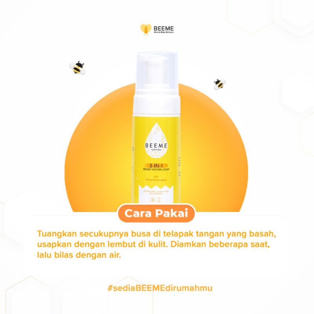 [ FREE GIFT ] Beeme Natural Soap 3 in 1 with Honey &amp; Lemongrass - Skincare Ibu Dan Anak | Mom and Baby Cream