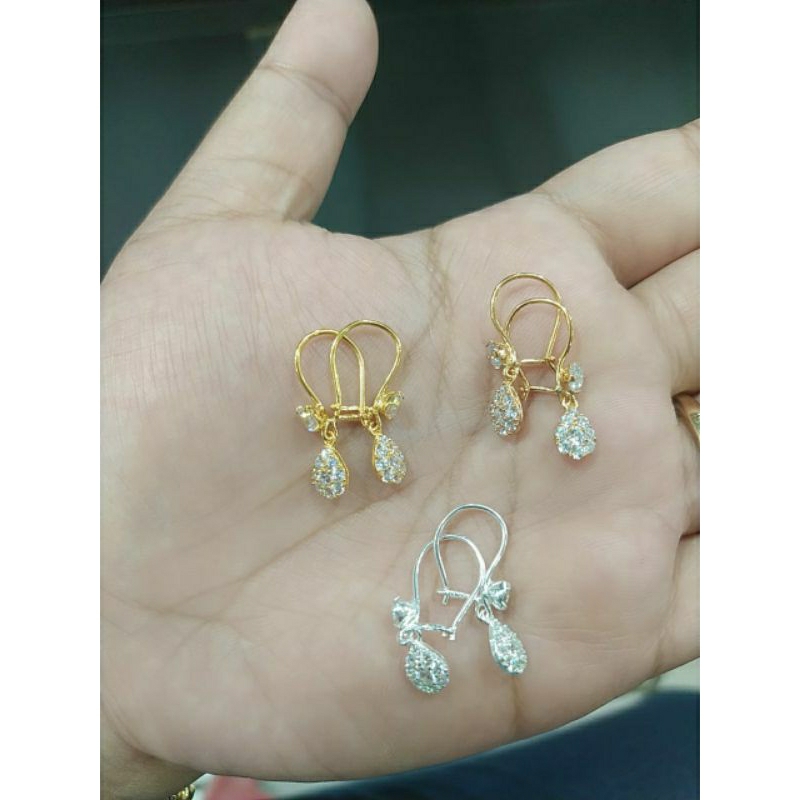 anting kait tears mp/perak asli silver 925 lapis emas/perhiasan fashion terbaru