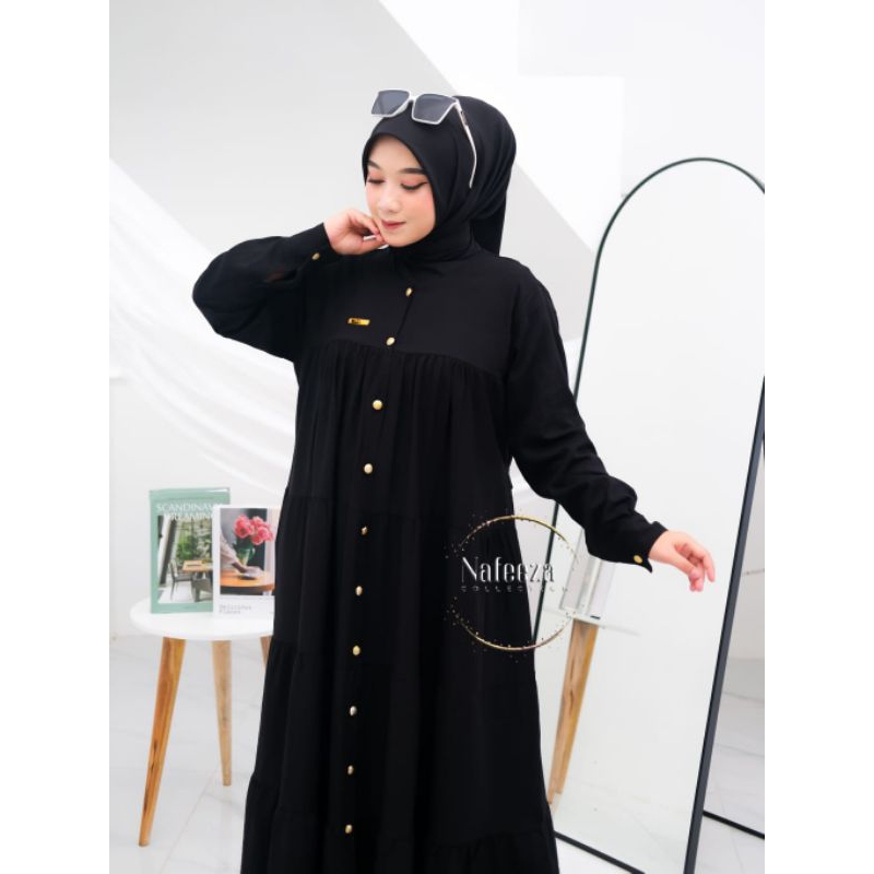 [COD] Midi Dres Kancing Polos Linen Premium/Dress Jumbo Kekinian / Gamis Busui