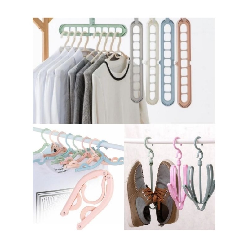 GANTUNGAN HANGER 9IN1 / HANGER LIPAT GANTUNGAN BAJU / HANGER SEPATU
