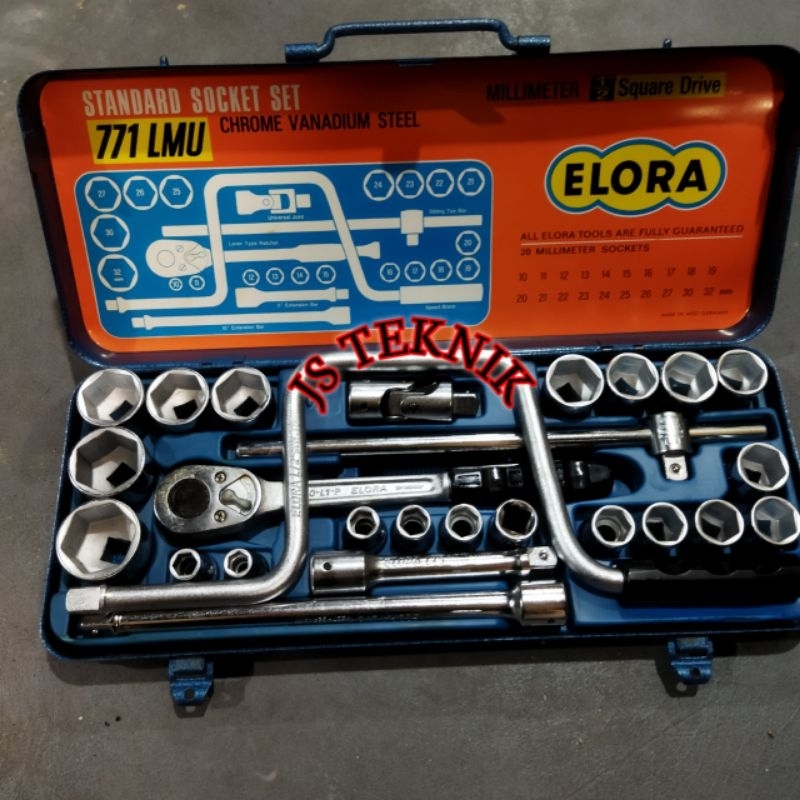Kunci Shock ELORA Set 26 Pcs 1/2" 6PT kunci socket Wrench Germany ORIGINAL