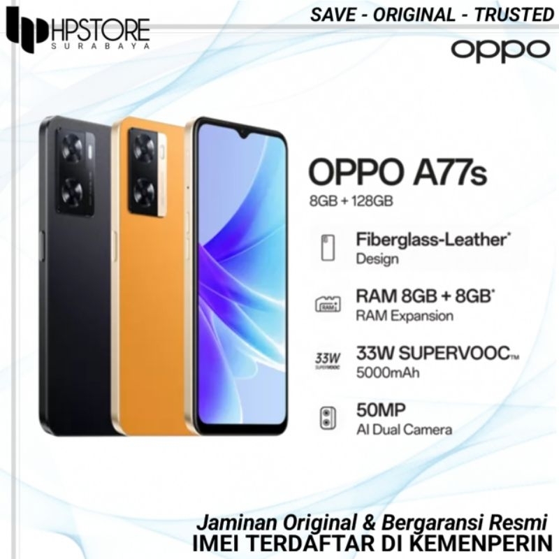 Oppo A77s Ram8/128Gb New Original & Bergaransi Resmi Oppo Seindonesia