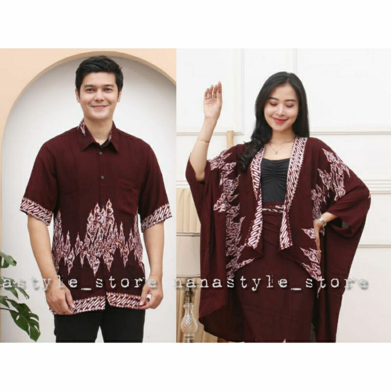 Couple Outer Cardigan Batik Wanita Kimono Outfit Kondang Simpel