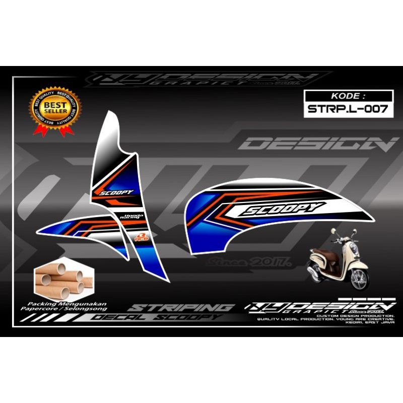 STICKER MOTOR HONDA SCOOPY FI 2014-2016 Decal Sticker Striping Honda Scoopy Simple Keren STRP.L-007