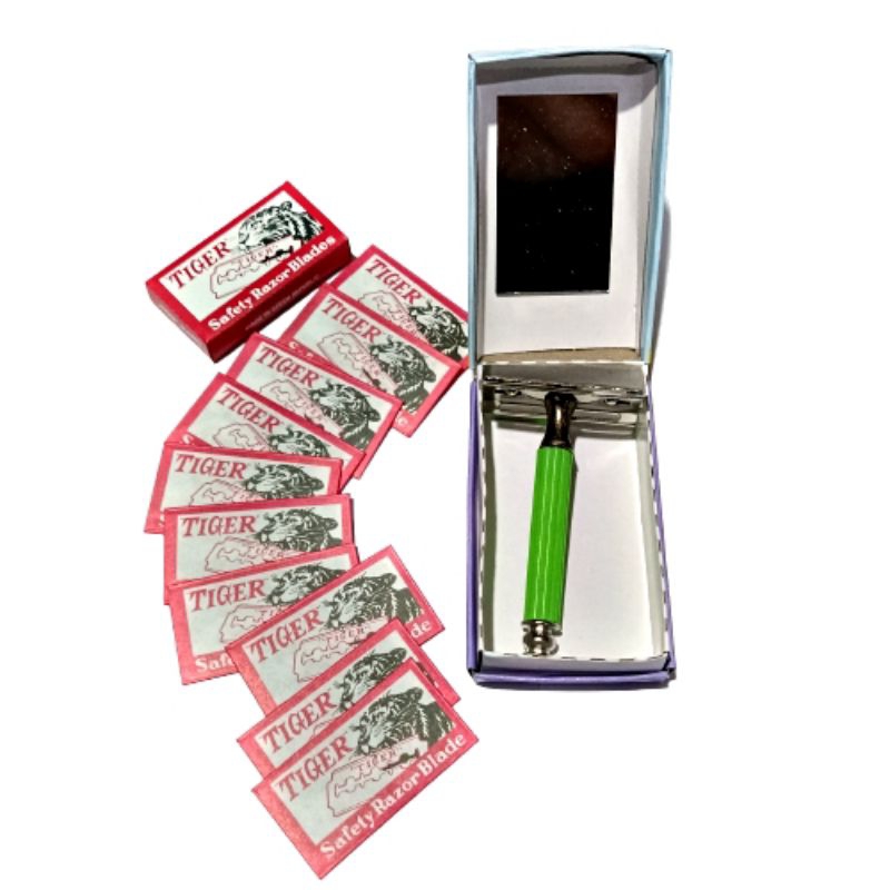 Alat Cukur Besi Full Set Silet Tiger Siap Pakai
