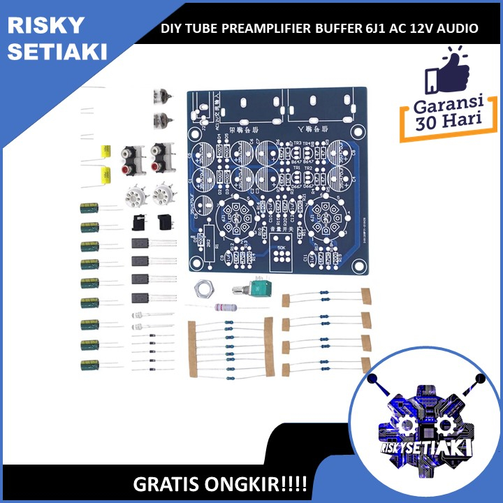 DIY TUBE PREAMPLIFIER BUFFER 6J1 AC 12V AUDIO PREAMP TABUNG + CASING
