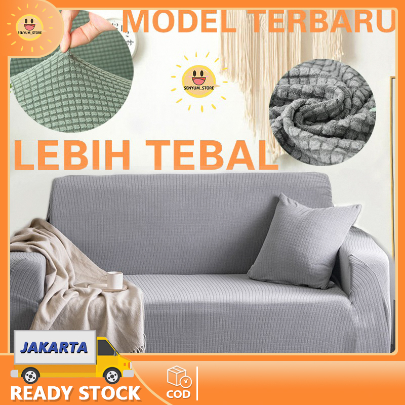 Cover sofa Sarung Sofa Anti Slip Penutup Sofa Tebal  Warna Solid Seater 1/2/3/4 Elastic Elastis