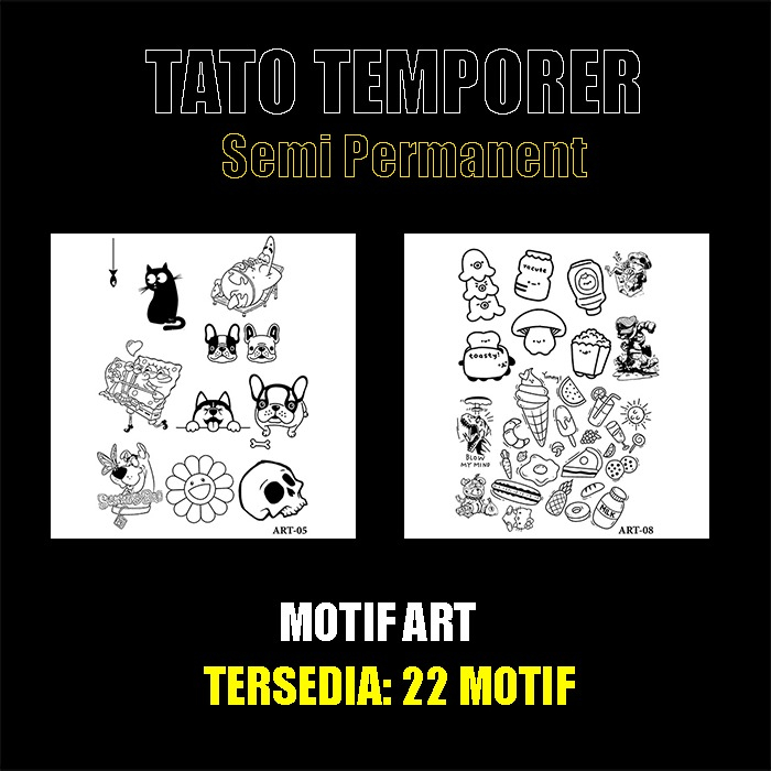 TATOMANIA-GROSIR 22 lembar Stiker tato temporer semi permanen Motif Art