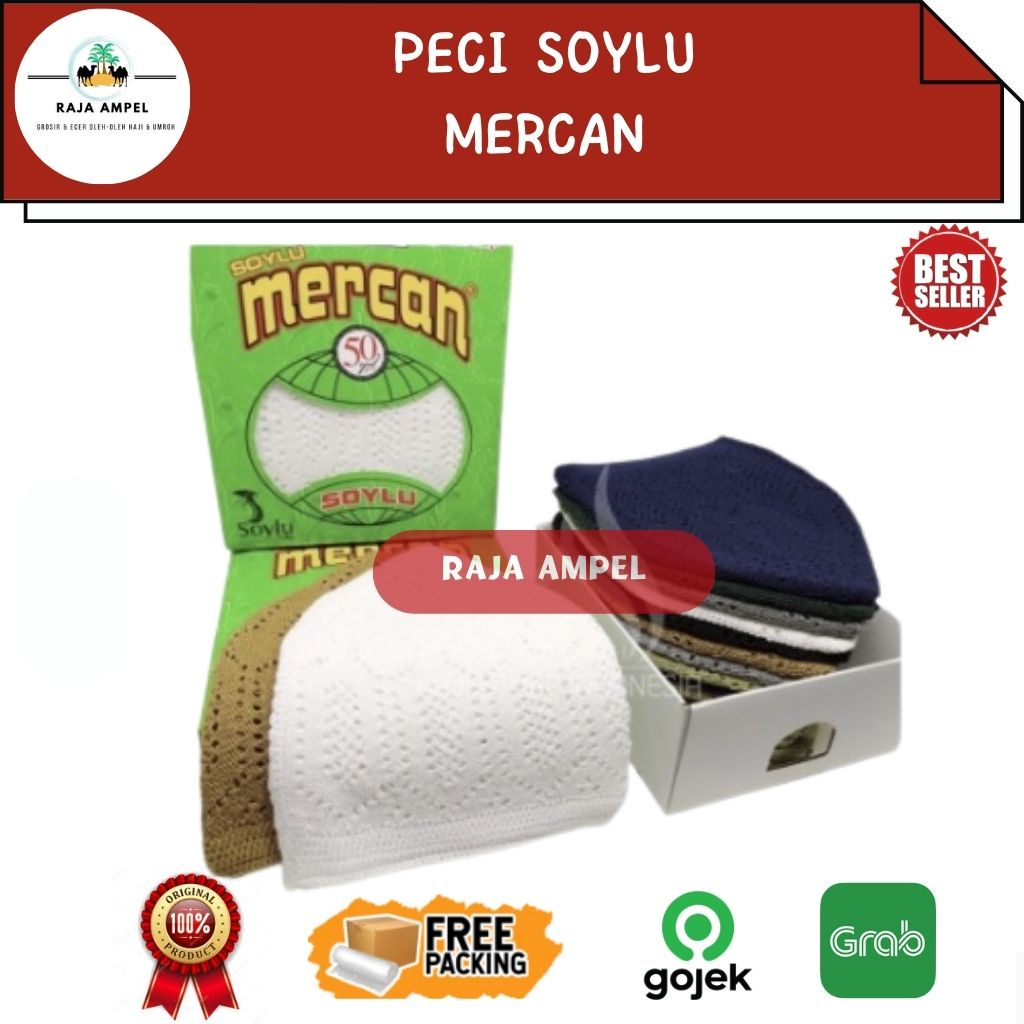 Peci Kopiah Songkok Mercan Soylu ASLI Turki Benang Kopiah Rajut Warna Putih Hitam Abu-abu Cokelat Ol
