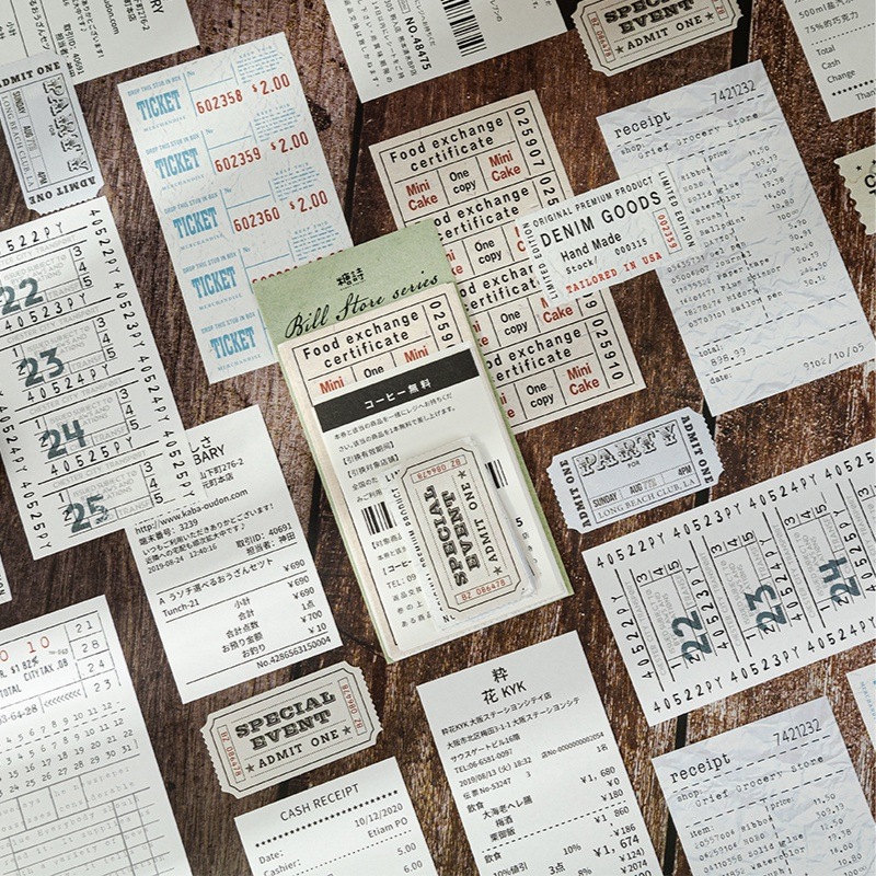 

[KITSO] 10pcs Kertas Tiket Retro Ephemera untuk Scrapbook / Journal