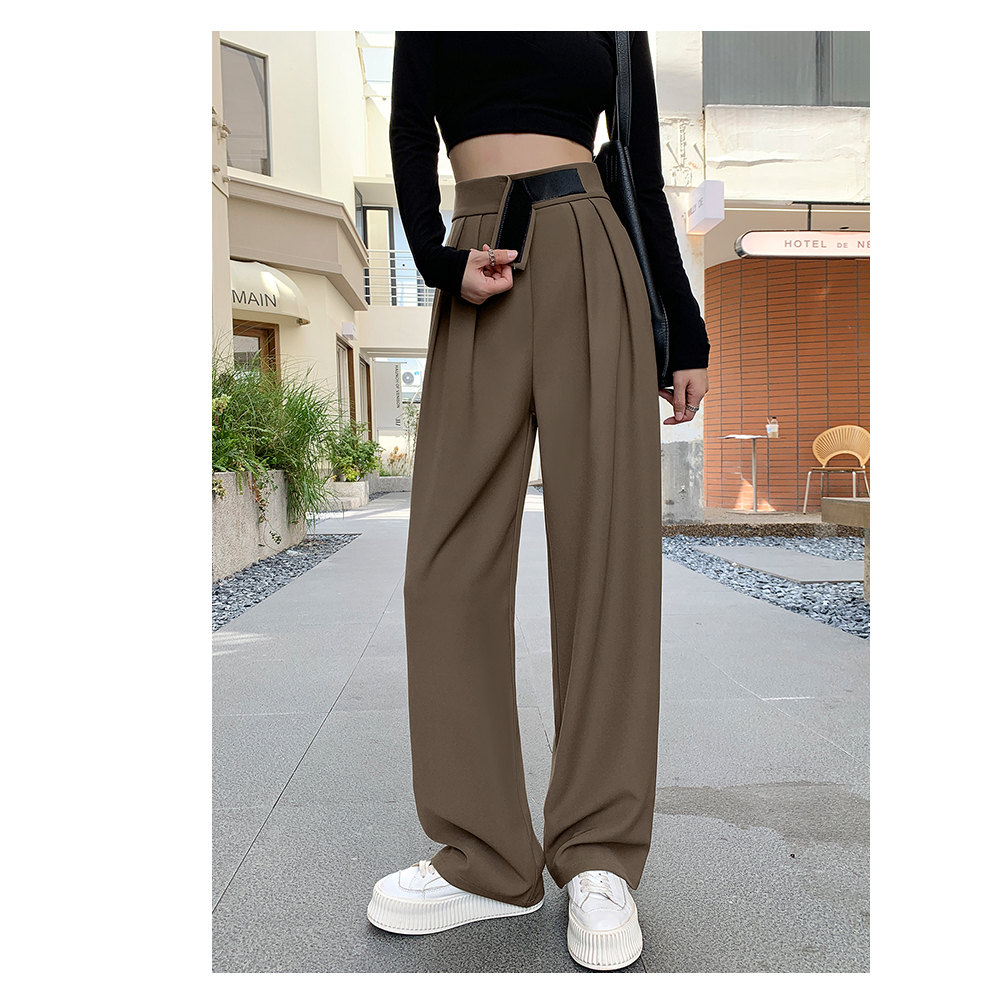 celana kulot wanita panjang velcro korean style import  premium highwaist loose straight pants