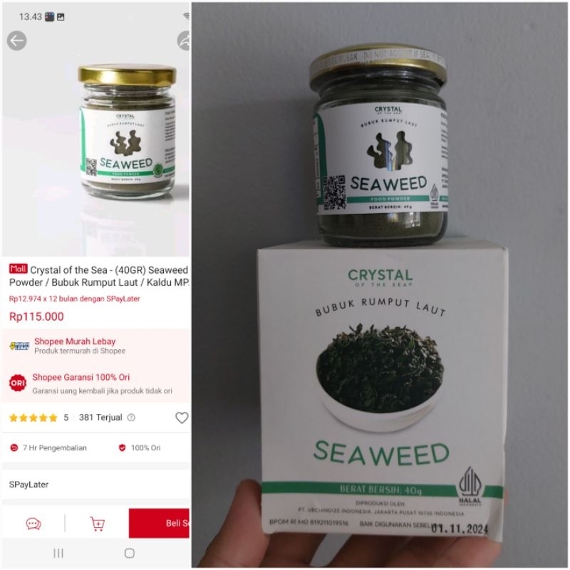 

Crystal of The Sea Seaweed 40gram