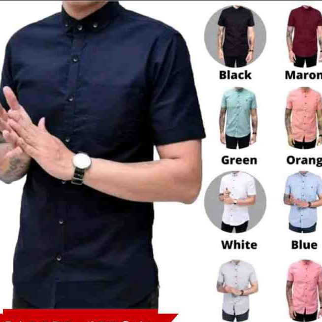 Kemeja Pria Lengan Baju Cowok Distro Hem hitam navi salem pakaian