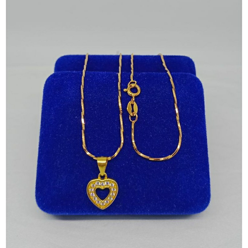 kalung rantai kasandra lilit+liontin love mp/perak asli silver 925 lapis emas/perhiasan fashion wanita terbaru