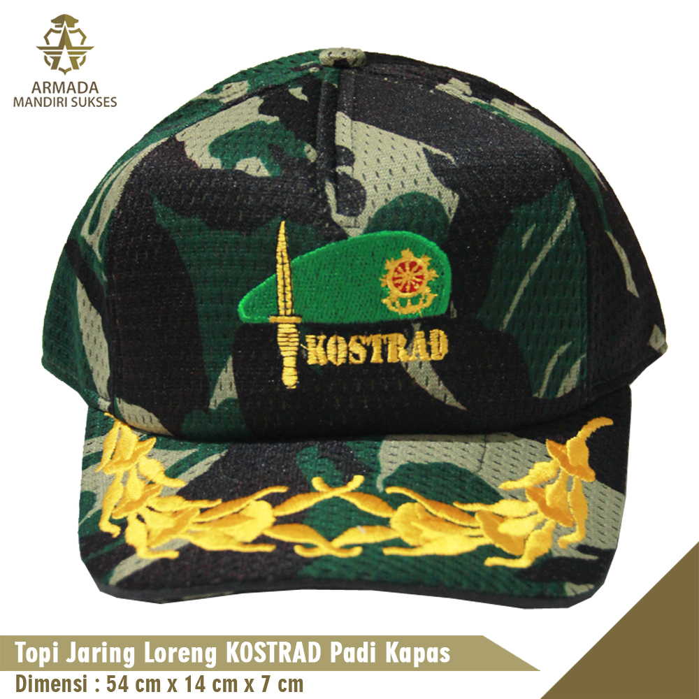 Topi Jaring Kostrad Loreng Padi Kapas - Topi Kostrad Loreng