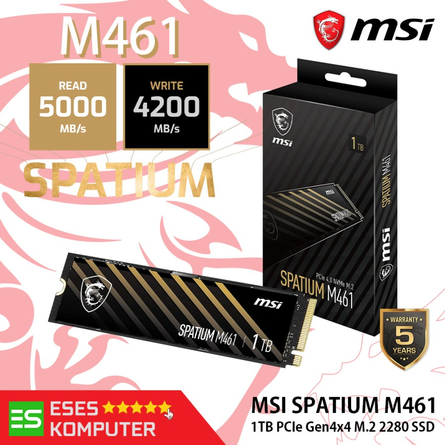 SSD MSI SPATIUM M461 1TB PCIe 4.0 Gen4x4 NVMe M.2 2280