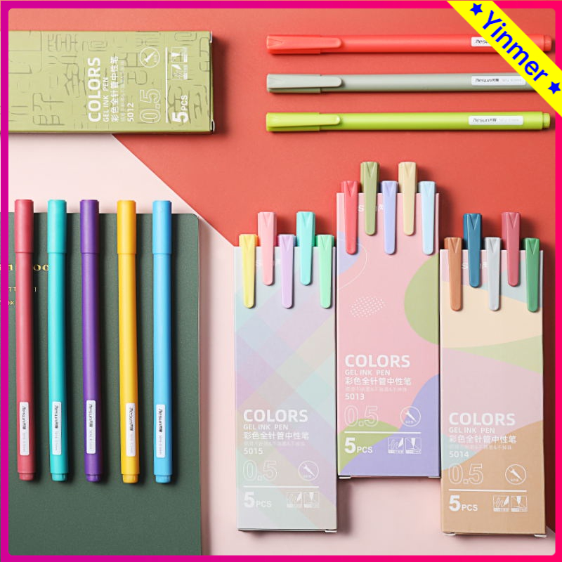 

COD✨Flowertree Macaron Gel Pen 0.5mm Journal Vintage Gel Pen Marker Pen Office School Supplies Import-Yinmer