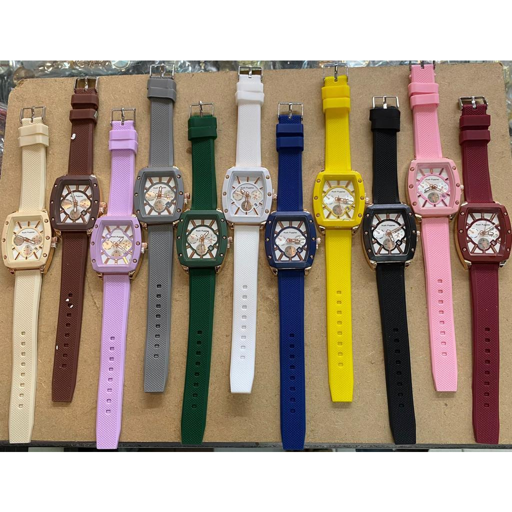 JAM TANGAN ANALOG WANITA OVAL STRAP RUBBER TANGGAL AKTIF HP-011