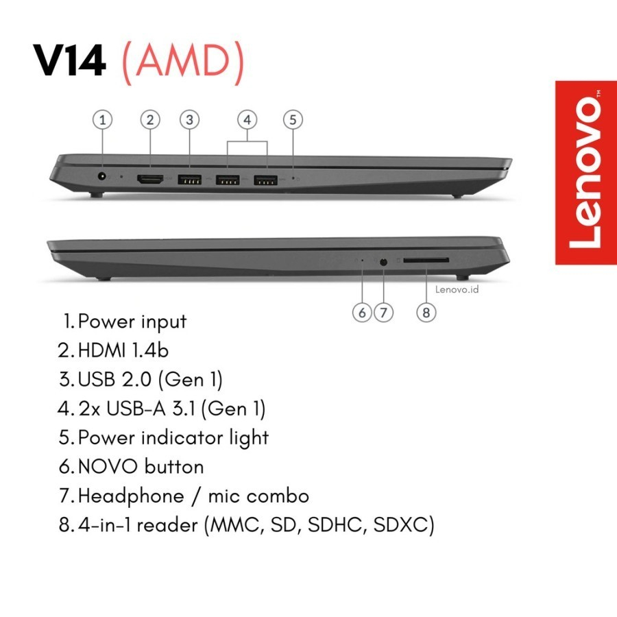 LENOVO V14 G2 AMD RYZEN 3 5300U 4GB 256GB SSD WIN 11+OHS Laptop Gaming Murah