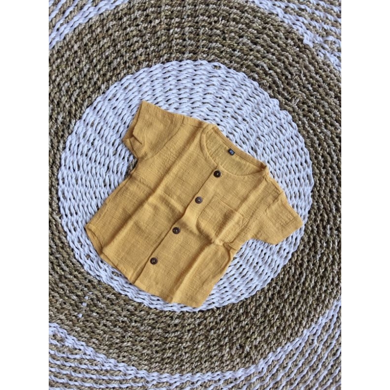 Size 0-1tahun xs kemeja anak katun semi safari pakaian adat bali